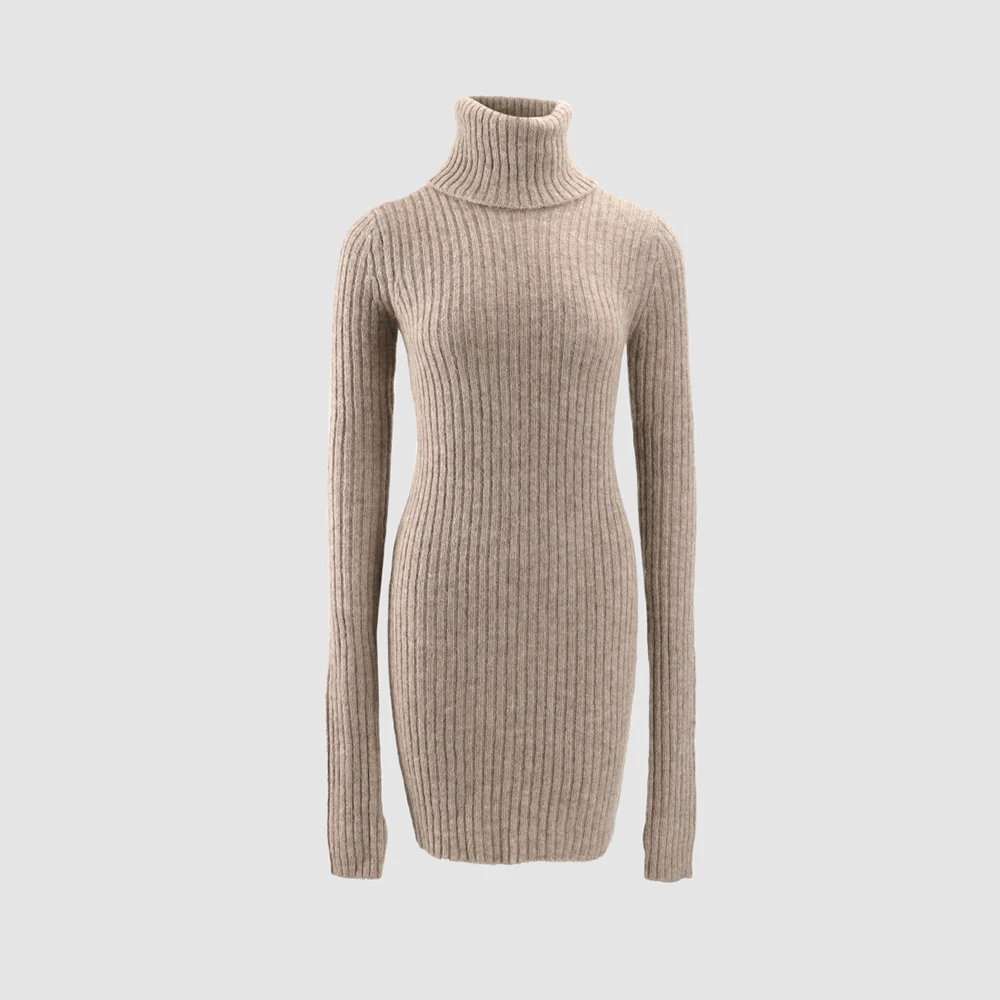 

Ribbed High-Neck Long-Sleeve Women's Sweater Minimalist Elegance Commuter-Length Knit Top Pullover 2025 Fall/Winter New Y2k