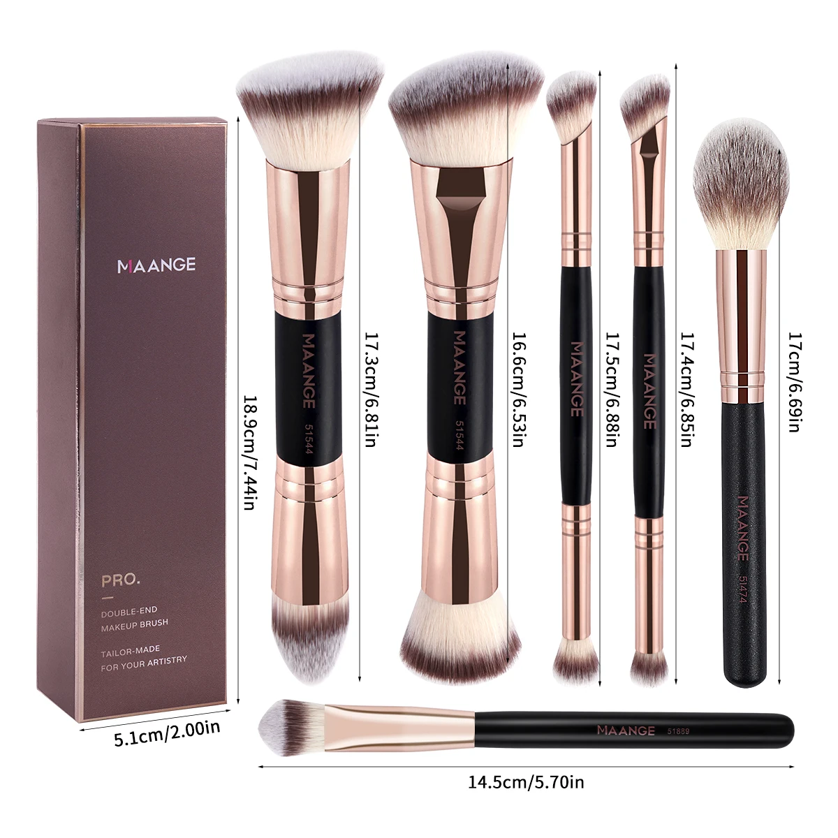 MAANGE ダブルヘッドファンデーションコンシーラーアイシャドウブラッシュメイクブラシ歌舞伎ミネラルプレミアムハンドルソフト密な髪ギフト用