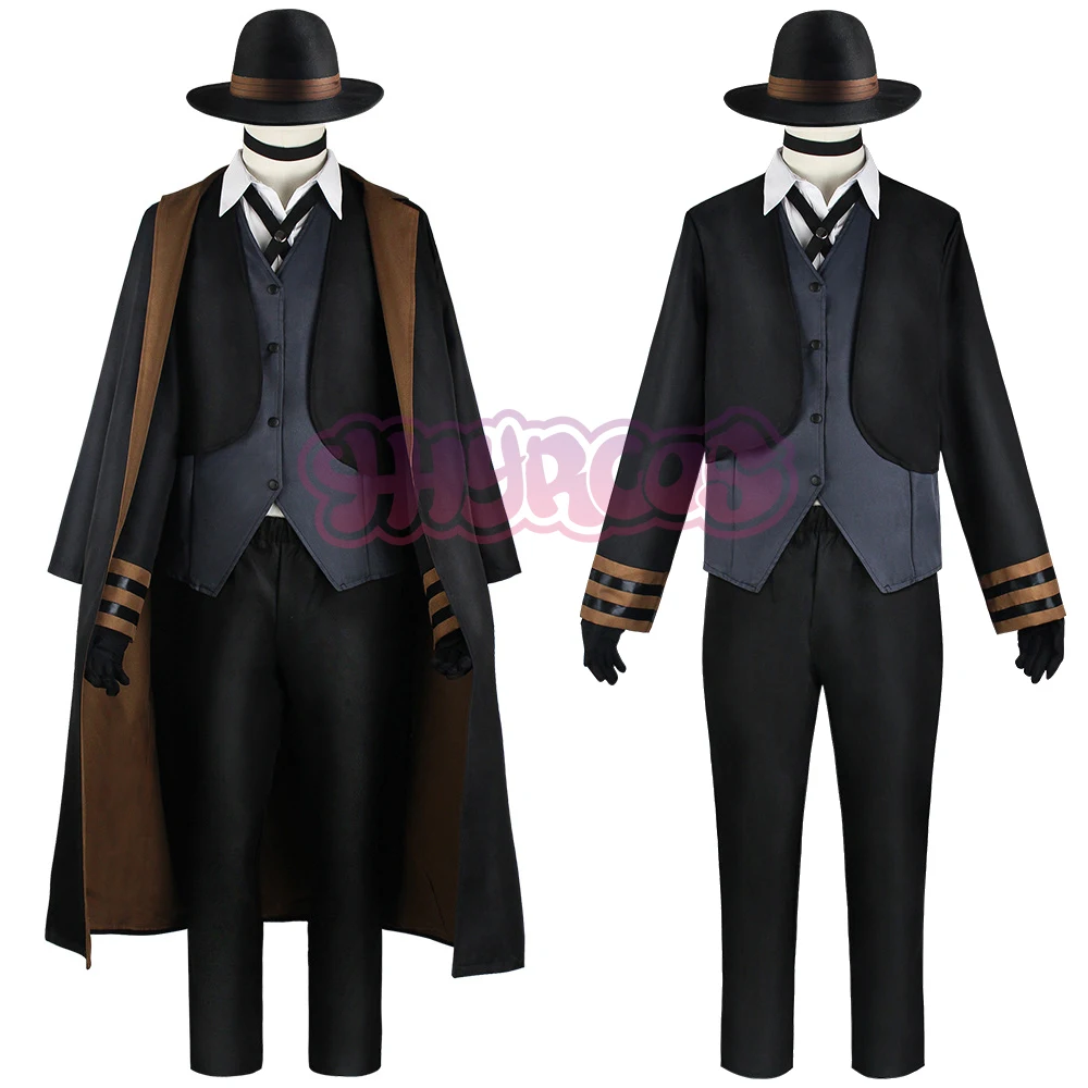 

9PCS Nakahara Chuuya Cosplay Costume Include Hat Uniform Trench Coat Pants Big Size Outfits Halloween Party for Comic Con