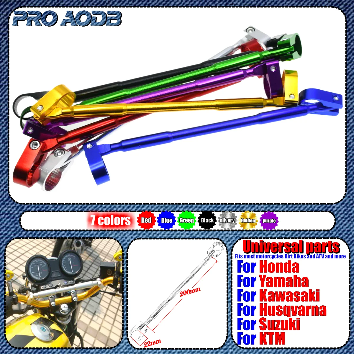 

Motorcycle 22mm Alloy Aluminum Handlebar Brace Crossbar Modified Strengthen Handle Bar Clamp Balance Beam Cross