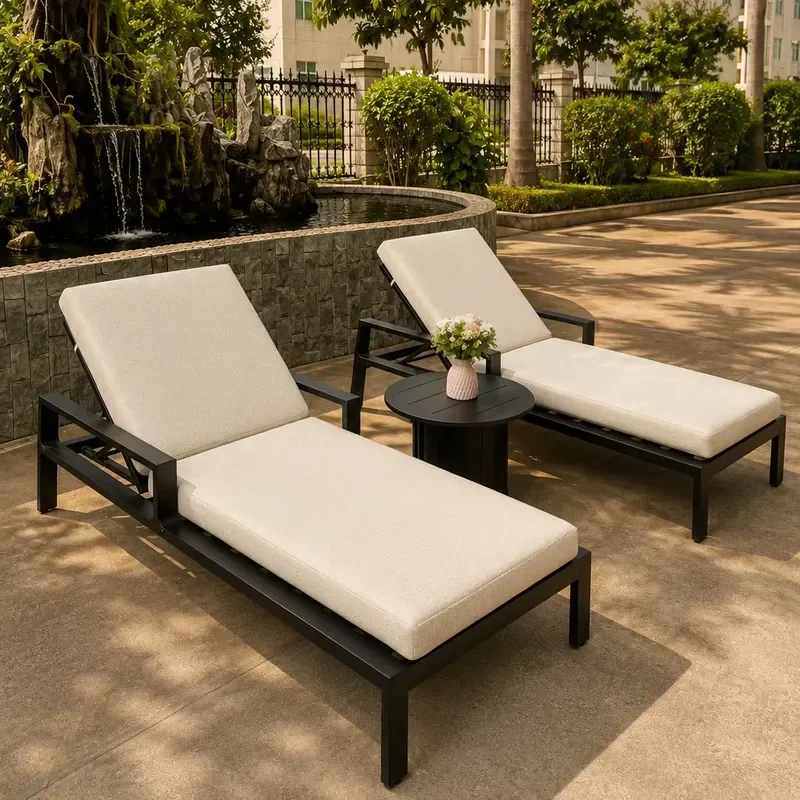 Aluminum Frame Outdoor Lounge Chair Casual Elegance Garden Furniture for Poolside Terrace Sun Bed Hotel Resort Patio Seating