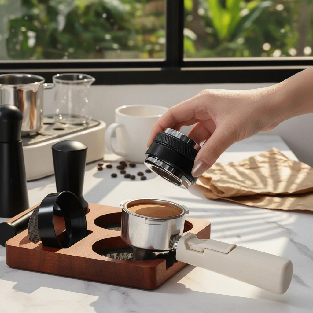 7 Pieces Espresso Tamping Station Allall-Purpose Espresso Organizer with Multi-Accessory Storage Coffee Tool Storage Block Solid