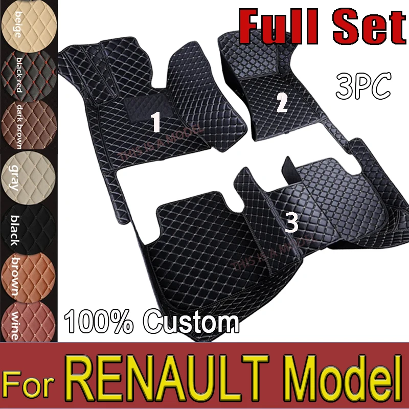 Tapis de sol de voiture pour Renault, Duster, Kadjar, Clio, Espace, Zoe, Austral, Trafic 3, Couvre-pieds personnalisé, Accessoires de voiture