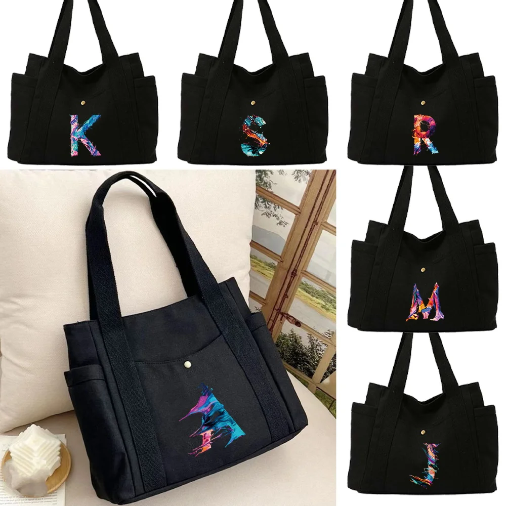 

Сумка на плечо серии Paint Дорожные сумки на открытом воздухе Большая вместительная сумка для покупок Прочная сумка Повседневная холщовая сумка для хранения