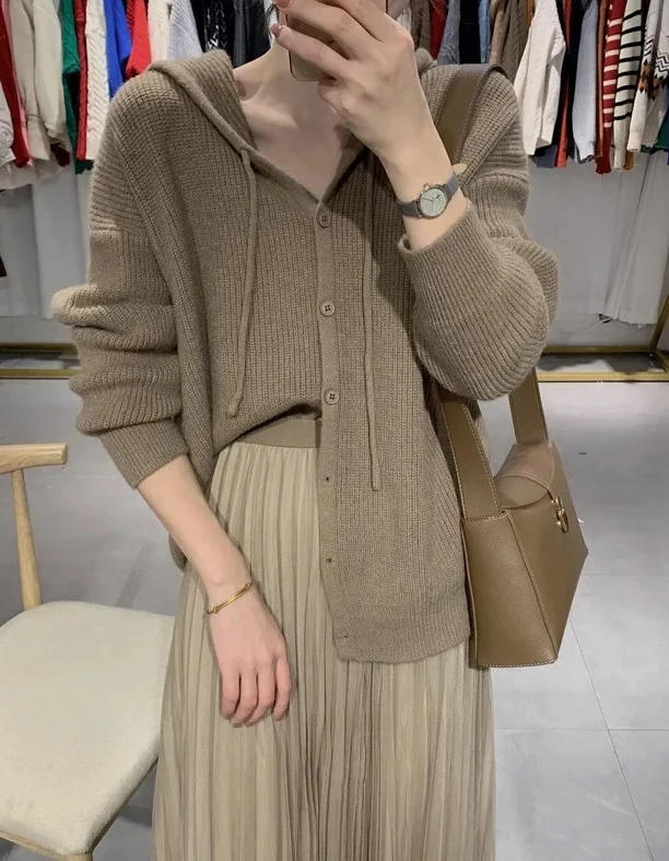 

Women's Loose Lazy Style Knitted Hat Coat Autumn New Korean Version Open Cardigan