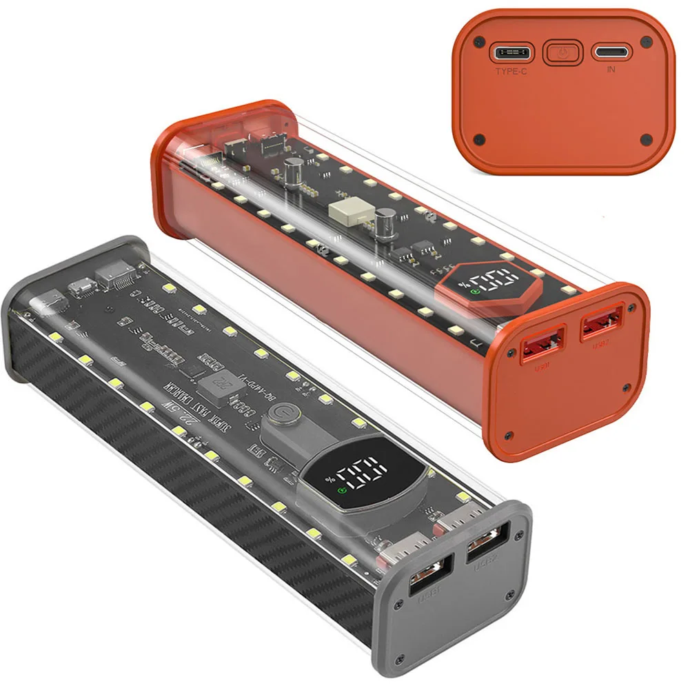 22.5W 4-Cell 21700 Battery Power Bank Case, PD20W Fast Charging, Dual Output/Input, LED Digital Screen Storage Box