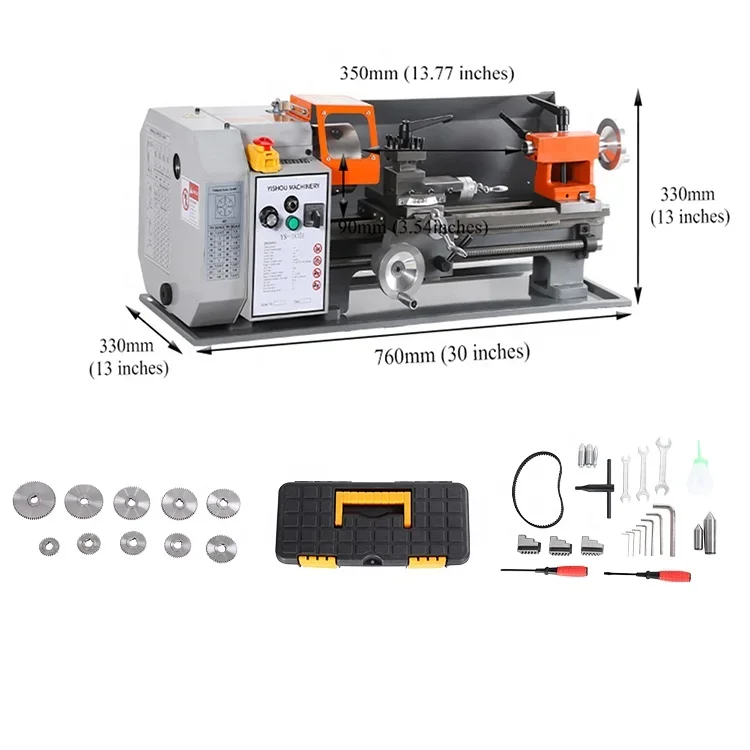 Factory Direct Price 500W Precision 180x350mm Mini Bench Metal Lathe Machine
