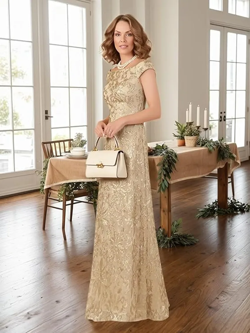 

Customized Elegant Mother Of The Bride Dresses Sparkling Sequins Long Wedding Guest Party Dress Formal Evening Dress for women