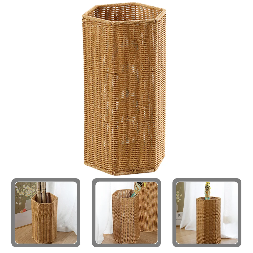 Imitation Rattan Umbrella Stand Bucket Home Storage Basket Artificial Indoor Umbrellas