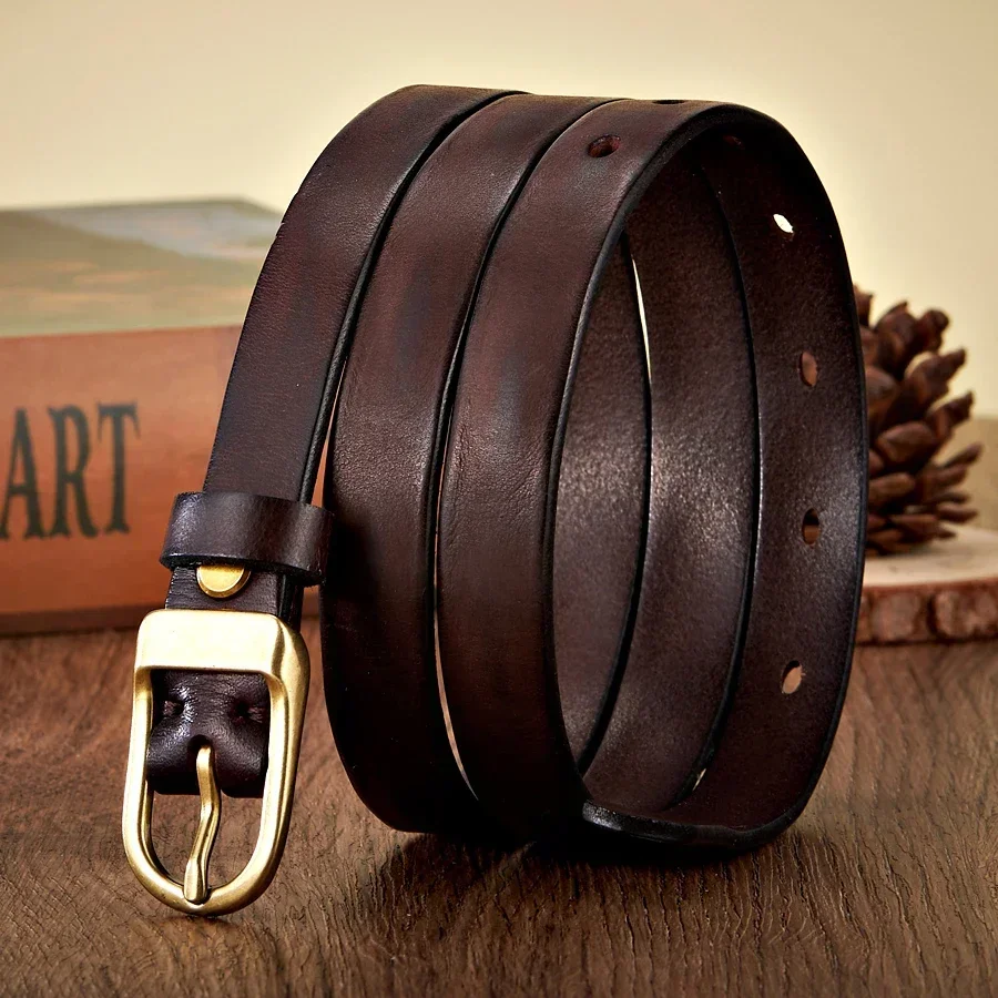 

1.8CM/2.3CM Retro Trendy Narrow Cowhide Women's Belt Genuine Leather Casual Simple Fashion Strap Belt Ladies Jeans Belts
