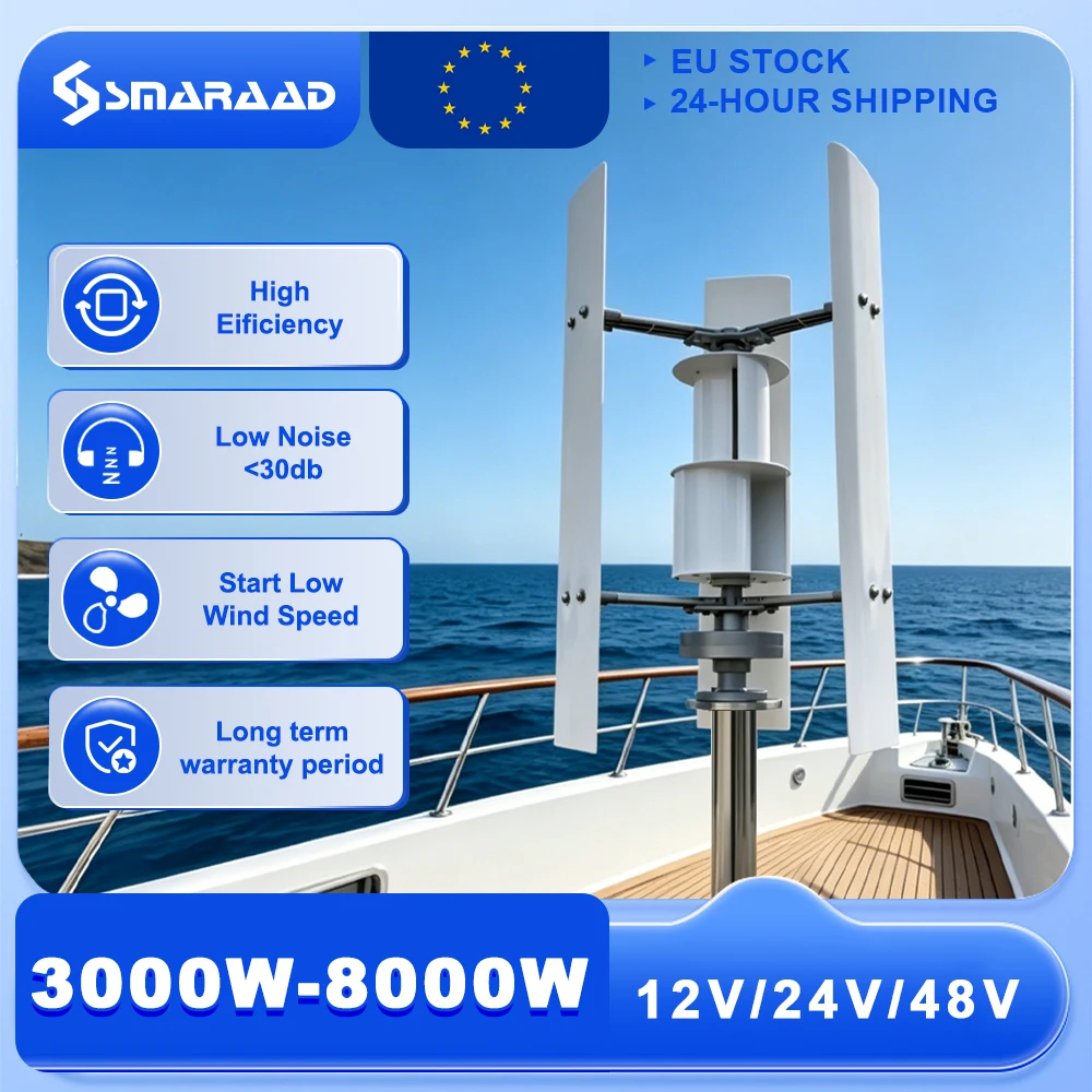 Polen Schnelle Lieferung 3KW 8KW Vertikale Windturbine 12V/24V/48V Geräuscharm Kostenloser MPPT-Controller Zollfreie Lieferung in Polen