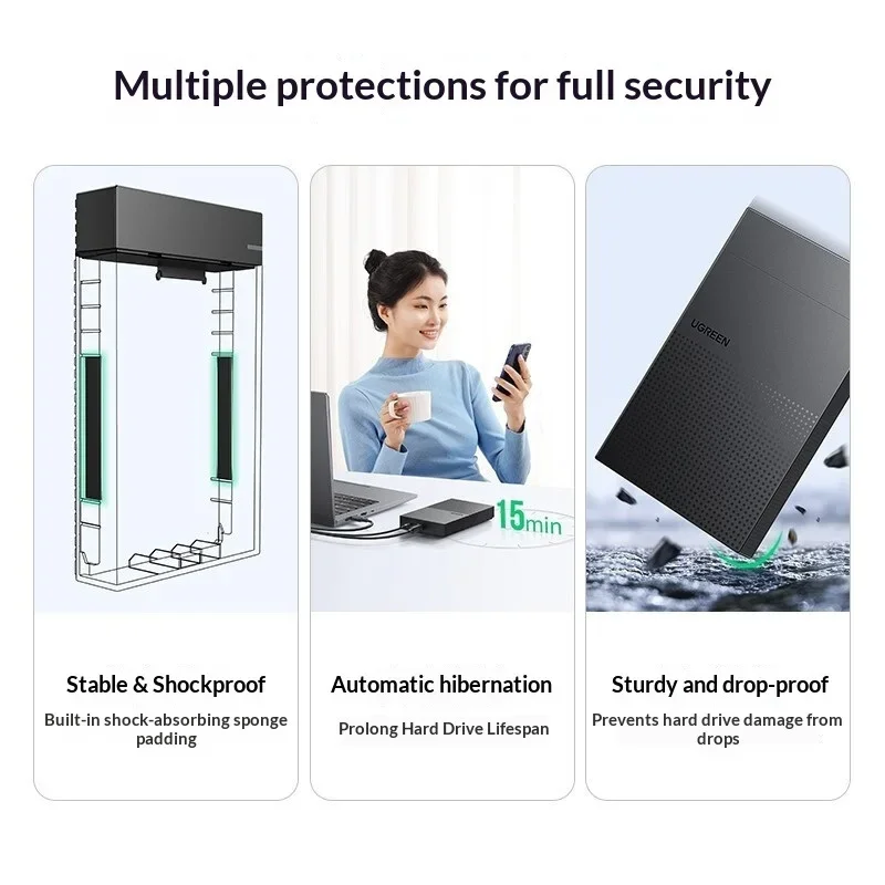 UGREEN CM472 3.5 2.5 Inch SATA Hard Drive Enclosure USB External HDD SSD Case Supports up to 20TB for Laptop Desktop
