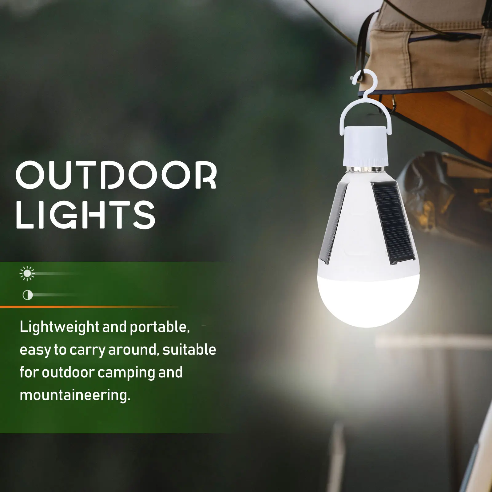 2 قطعة مصباح LED للطاقة الشمسية في حالات الطوارئ E27 7 واط مصباح معلق محمول للتخييم في الهواء الطلق تعتيم المنزل ضوء موفر للطاقة يعمل بالطاقة الشمسية #1