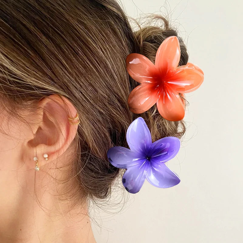 1pcs Fashion Women Beach Vacation Bohemia Egg Flower Hair Plastic Clips Flower Large Hair Claw Hairpin Women Girls Accessories