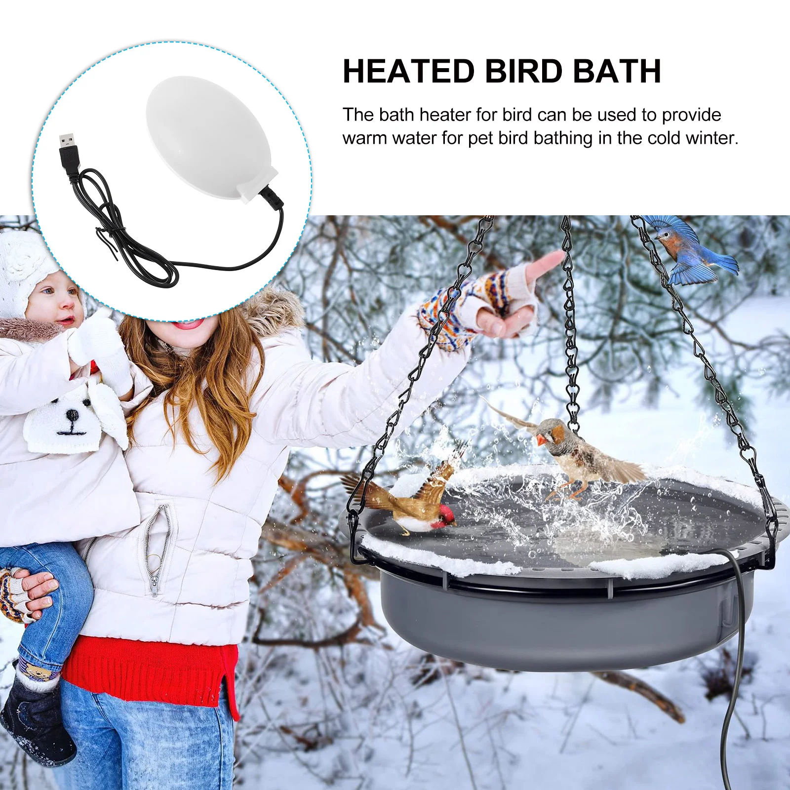 Heated Chicken Waterer Tool Simple for Household Home Bathing White