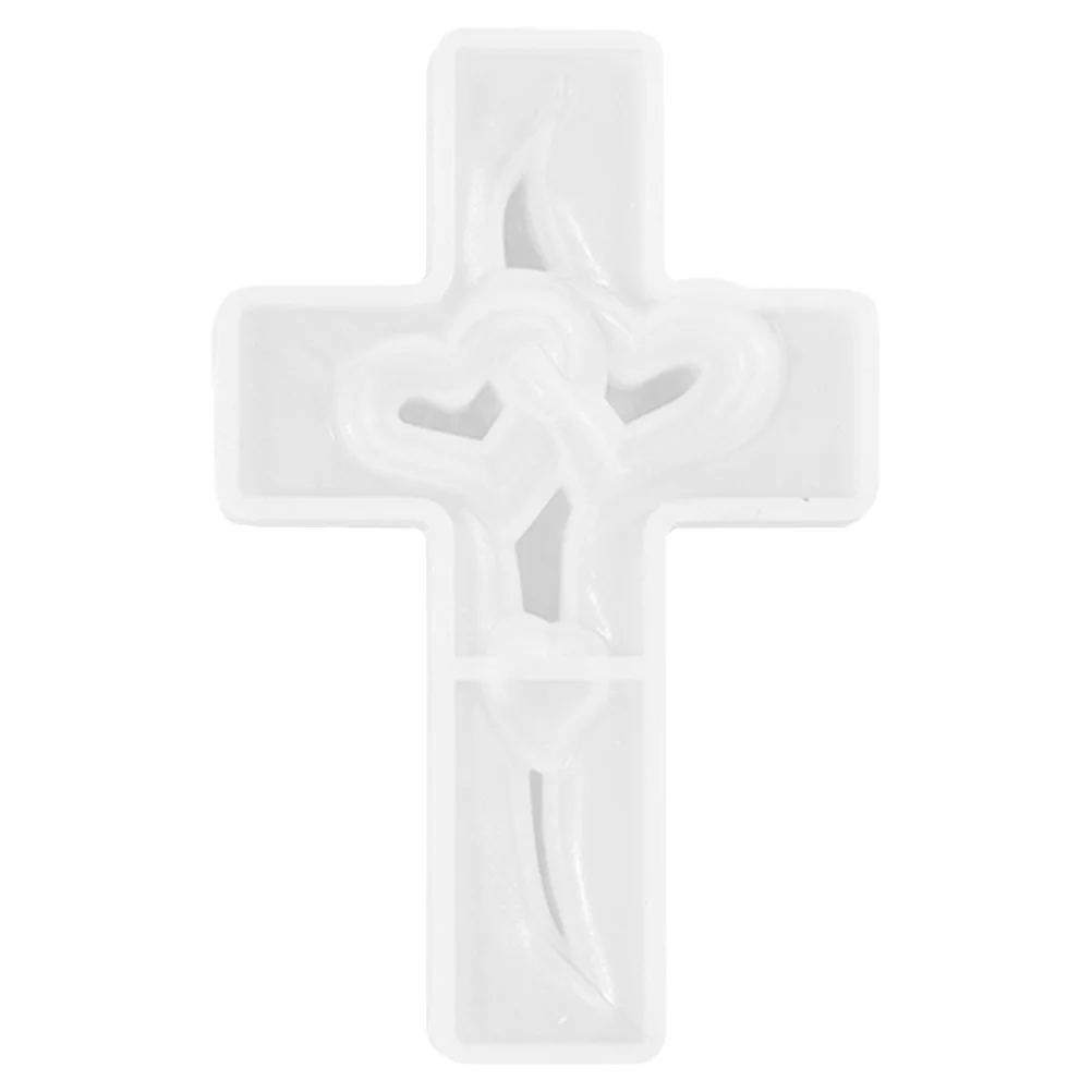 

White Love Heart Crosses Silicone Mold For Diy Making Valentine'S Day Decor Scented Craft Mold Soap Wax