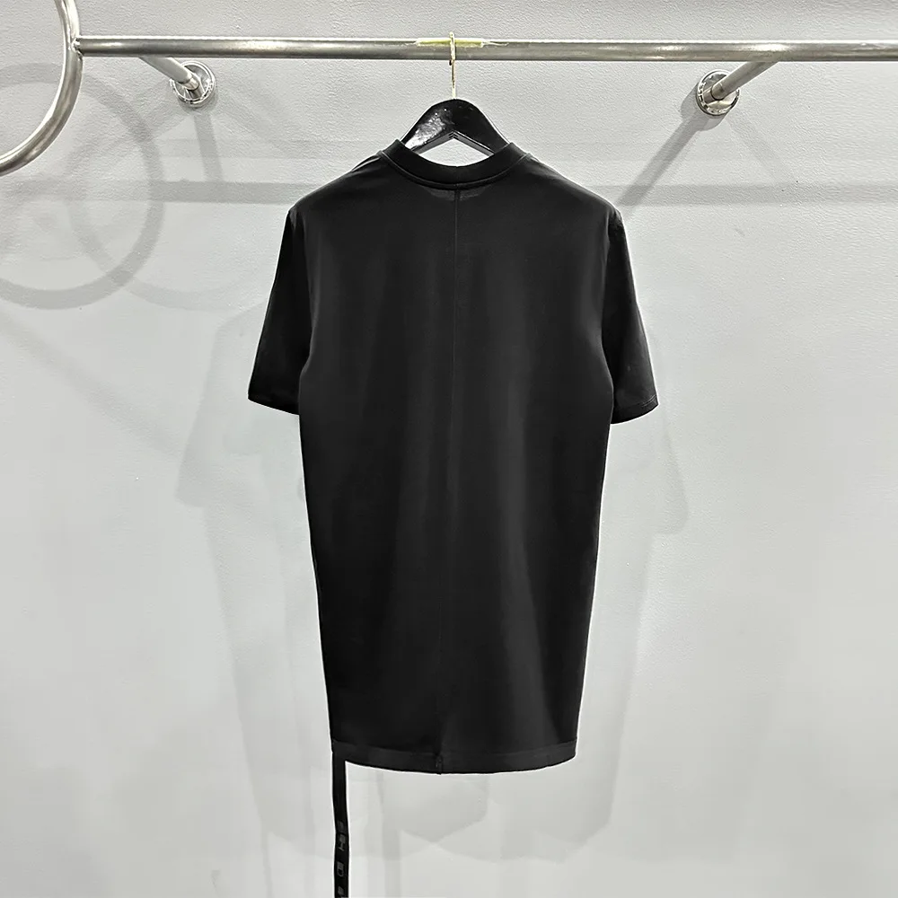 تي شيرت هاي ستريت RO تي شيرت رجالي صيفي بخط مزدوج أساسي بلون سادة للتخسيس من الأسفل أبيض وأسود بأكمام قصيرة تي شيرت #5