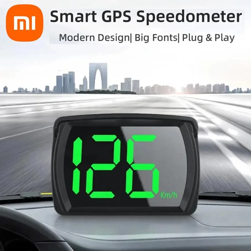 

Автомобильный GPS HUD проекционный дисплей Xiaomi, универсальный цифровой спидометр, проектор км/ч, измеритель скорости с большим шрифтом, авто электронная часть, новинка