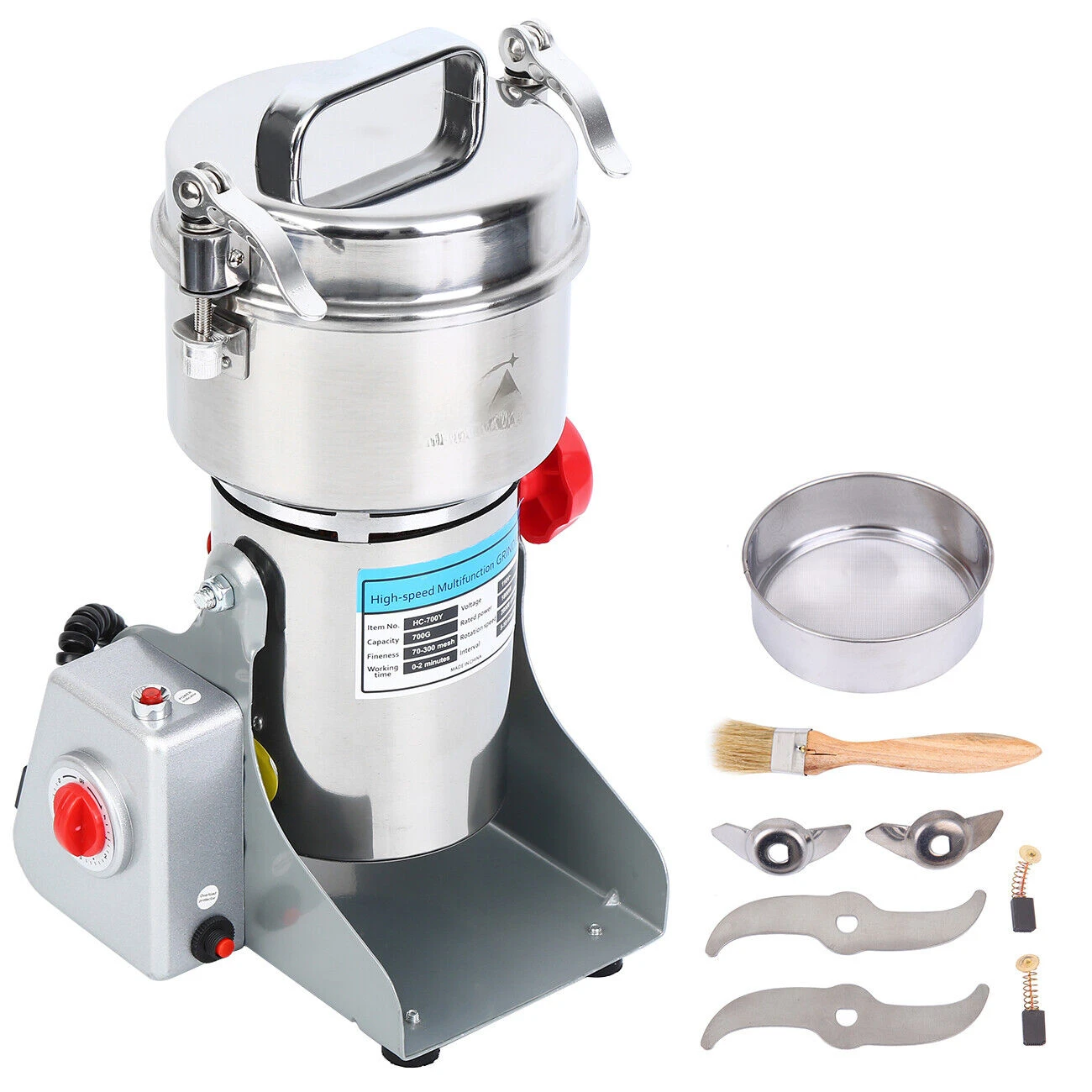 High Speed for 700G Electric Grain Mill Herb Grinder Stainless Steel 1500W Swing Flour Powder