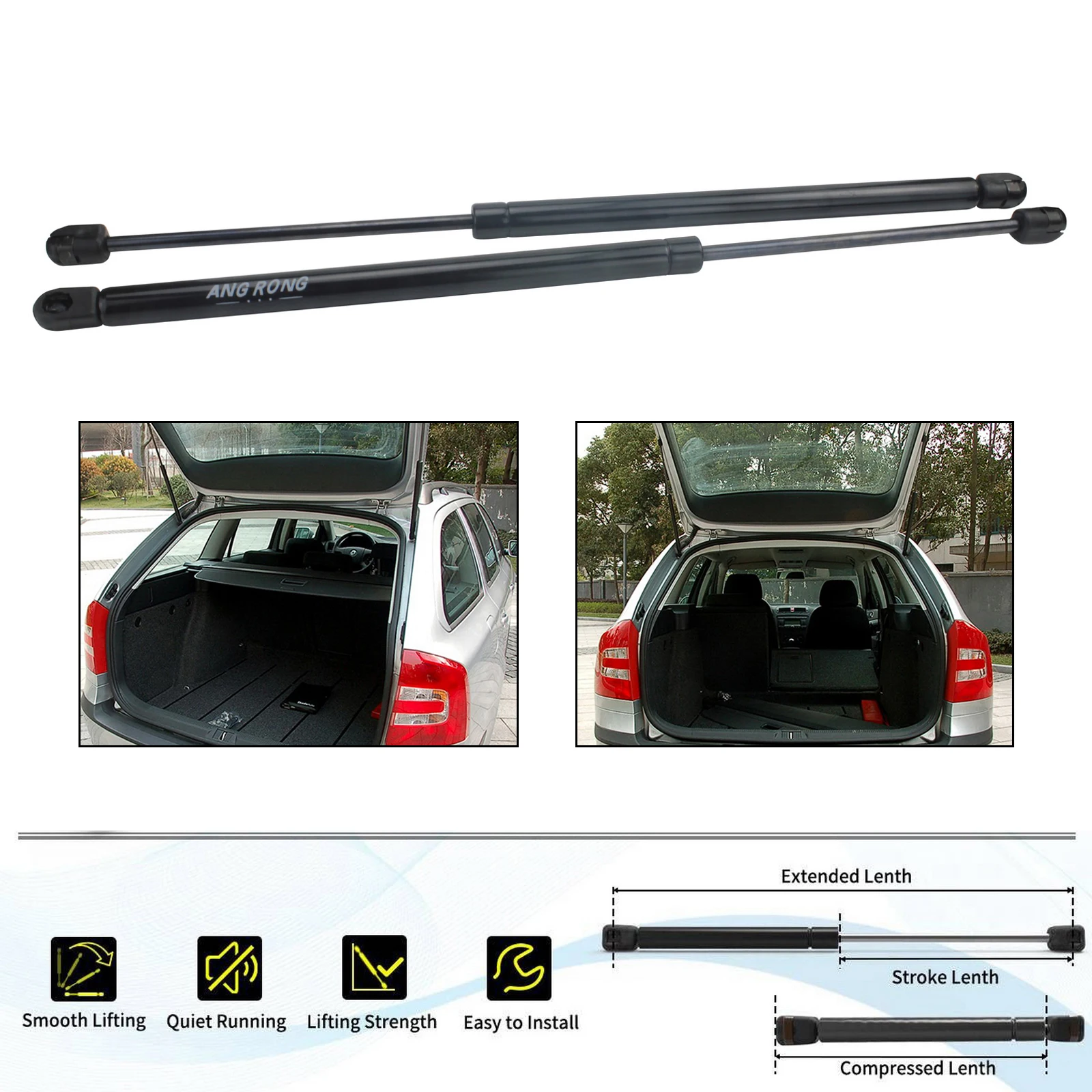 R+L REAR TAILGATE TRUNK LID BOOT GAS STRUTS LIFTER 495MM 1U6827550C 1U6827550E FOR SKODA OCTAVIA MK1 Hatchback 1U2 1996-2010