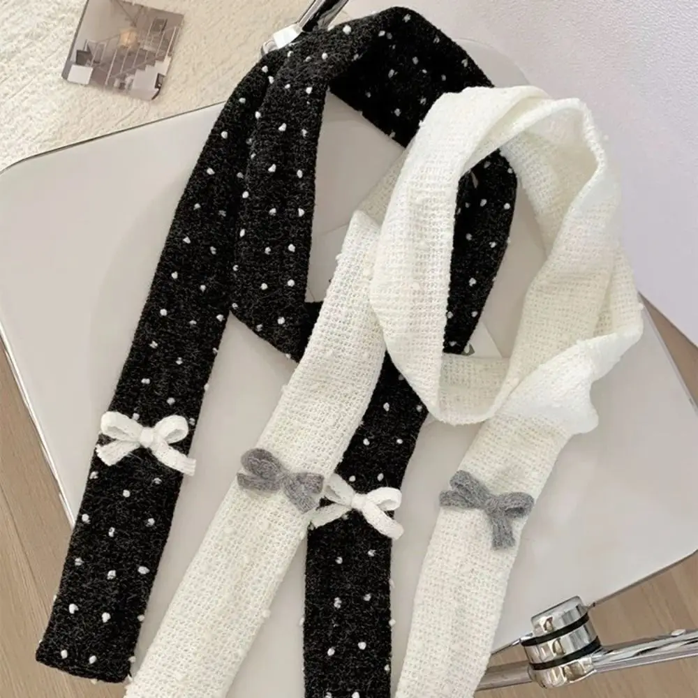 

Модный теплый шарф в горошек, корейский бант, мягкие вязаные шарфы, шарф на шею, женские аксессуары на шею