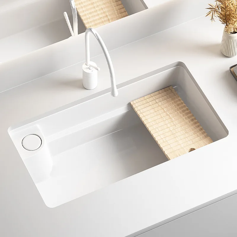 

Robb Taiwan Control Launch Balcony Undercounter Basin with Rub Board Laundry Pool Square Ceramic Deepened Wash Basin Single Basi