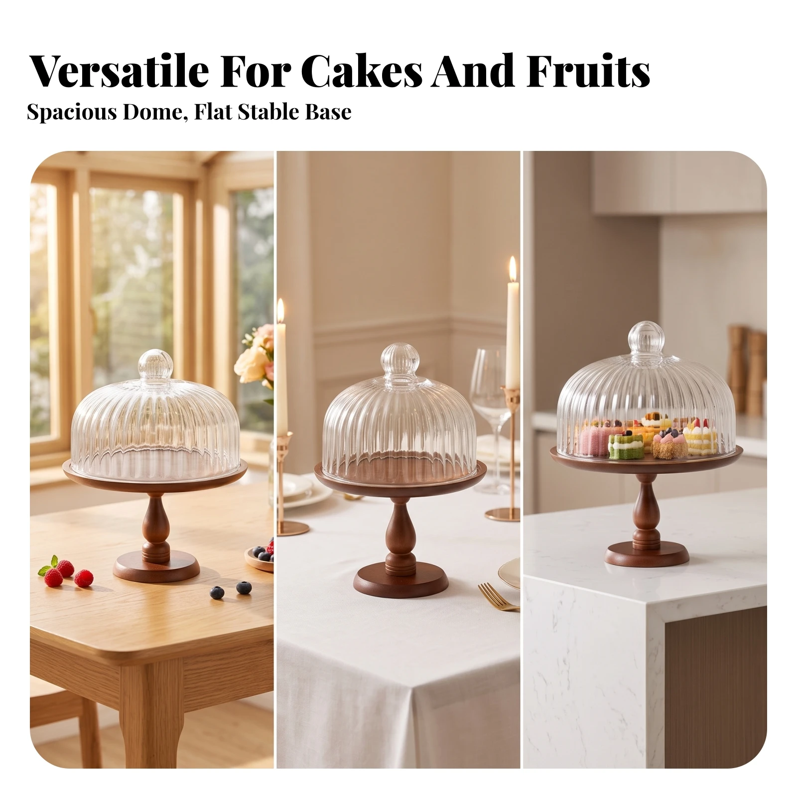 Cake Stand with Dome Decorative Cake Stand with Dome Lid Domed Multi-Purpose for Bakers, Afternoon Tea, Parties
