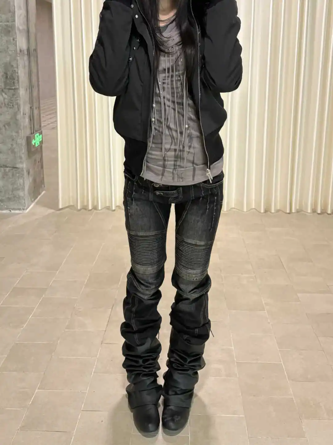 

Women's Skinny Jeans Dark Academia Low Rise Denim Pants Japanese Abi Y2k Gyaru Goblin Core Cowboy American Retro Stacked Jeans