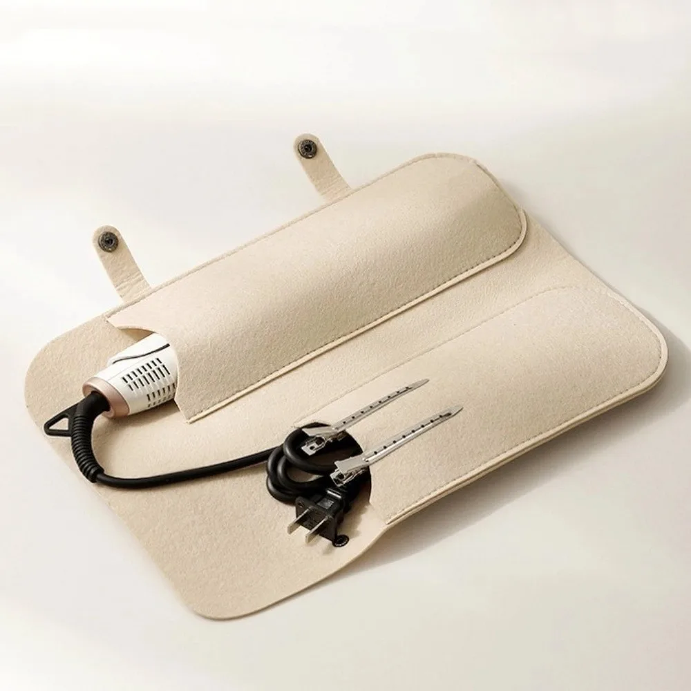Felt Curling Iron Bag Dustproof Protective Cover Straightener Storage Pouch Heat-Resistant Curling Iron Insulation Mat