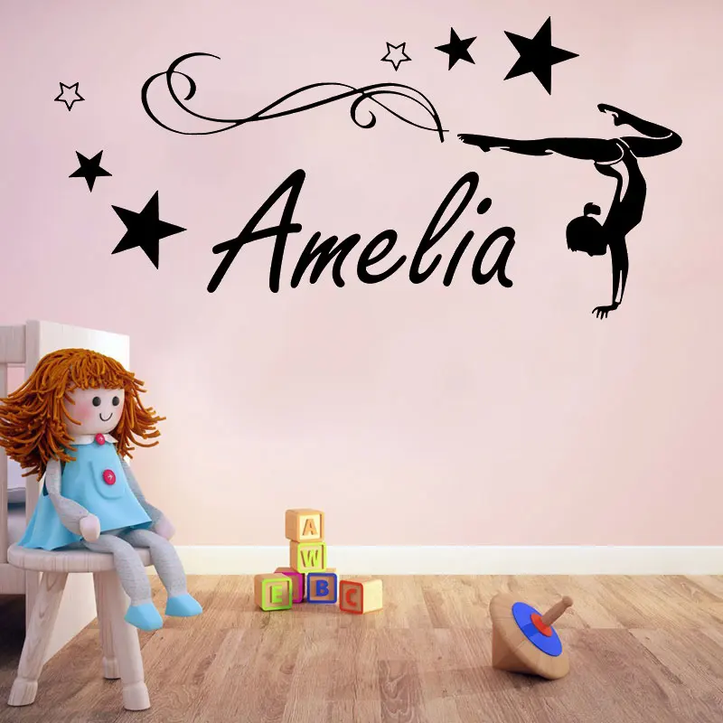 Dance Personalized Girl Name Wall Sticker Gymnastics Dance Vinyl Sticker Yoga Dance Studio Furniture Bedroom Fashion Decor TW10