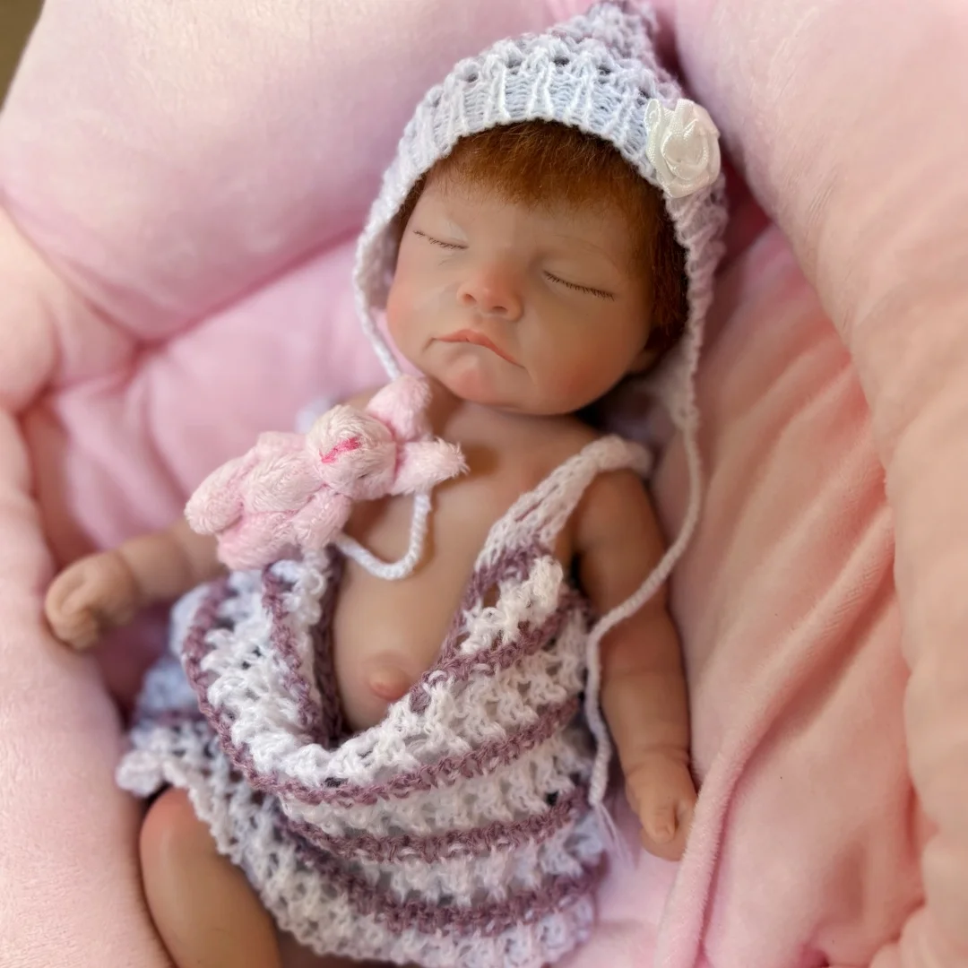 

26 см закрытые глаза bebe reborn de silicona кукла для девочек с укорененными волосами 3D окрашенная кожа всего тела силиконовые куклы реборн для новорожденных