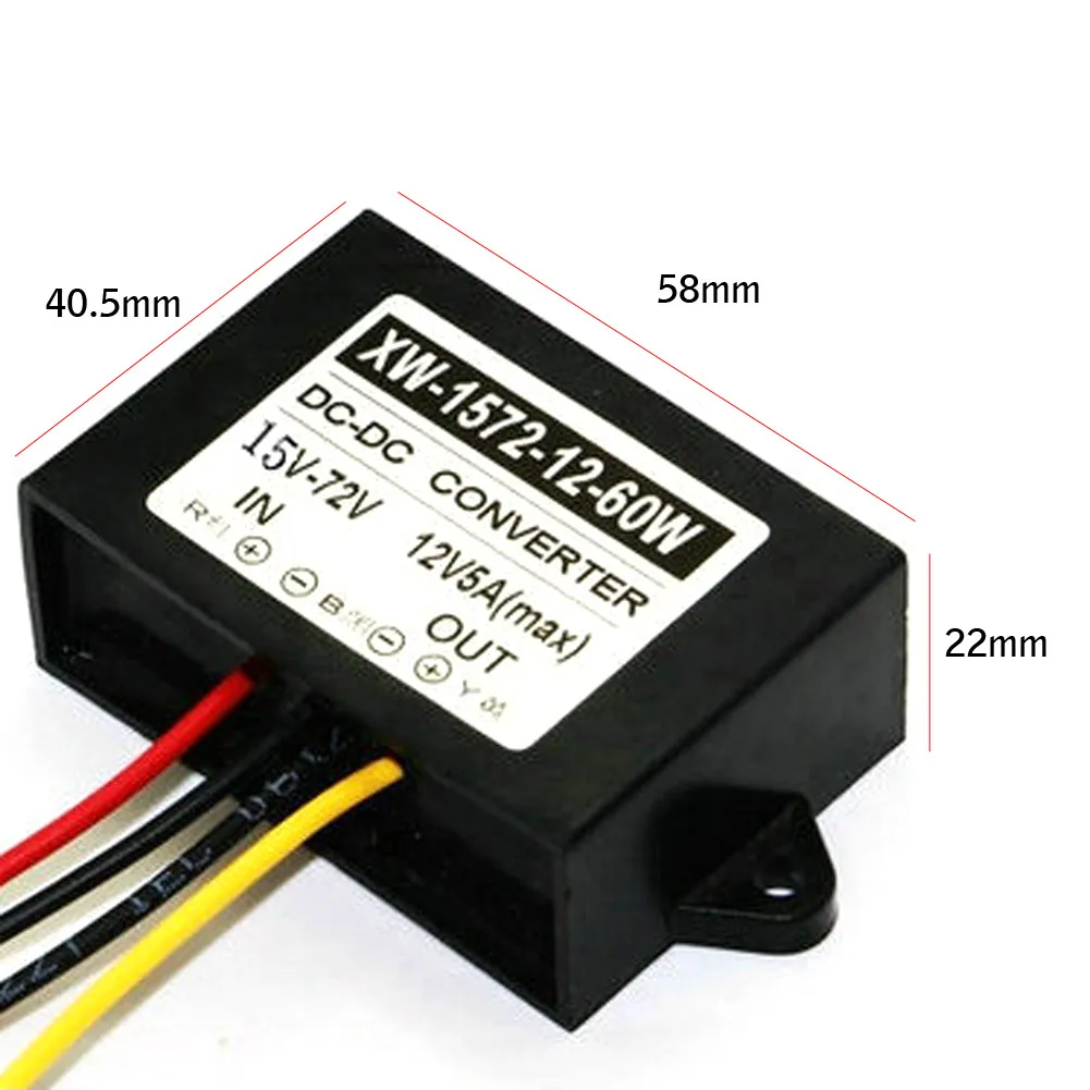 DC15-72V Step Down to 12V 5A 60W Voltage Regulator Buck Converter Reducer Power Converter Waterproof Module Transformer for Car