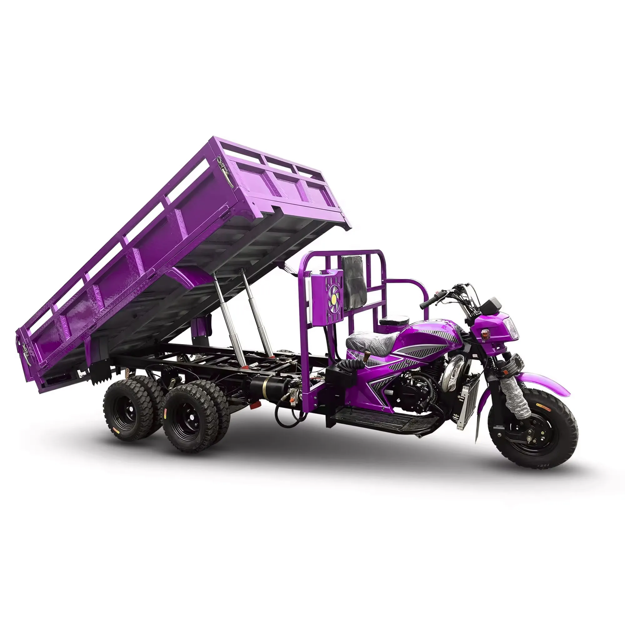 350CC 2-Axle 9-Wheel Motorized Tricycle with Open Body and Cargo Tipper for Efficient Transport