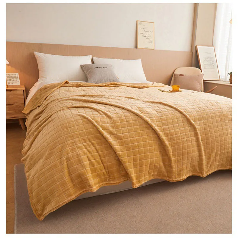 Autumn Thickened Blanket Office Sofa Nap Leisure Blanket Coral Velvet Plaid Cover Blanket Multi-Functional Warm Shawl Blanket