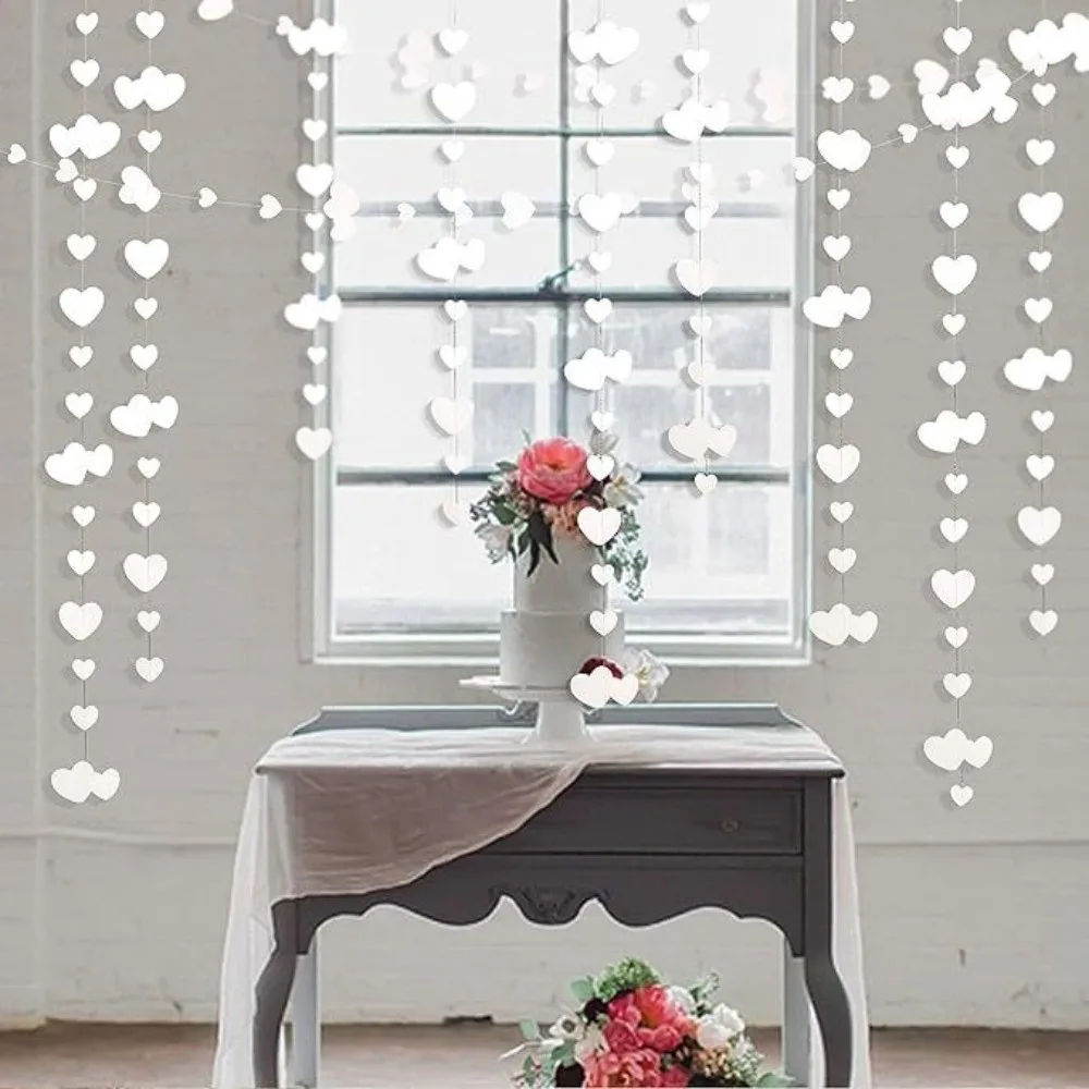 4m Hanging Love Streamer Glitter Paper Wedding Garland Reusable Easy To Install Valentines Day Decoration Garland Wedding