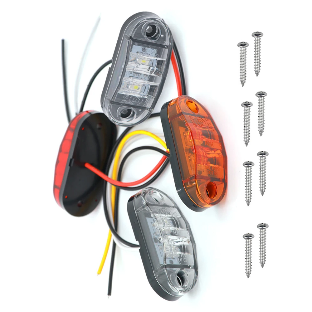 HOT 12V-24V LED Side Marker Lights Warning Tail Light Auto Car External Lights Trailer Truck Lorry Yellow White Red Car Lamps