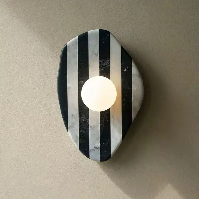Nordic Luxury Designer Natural Marble Living Room Wall Lamp Creative Wabi Sabi Style Hotel Bedroom Bedside Ambient Light