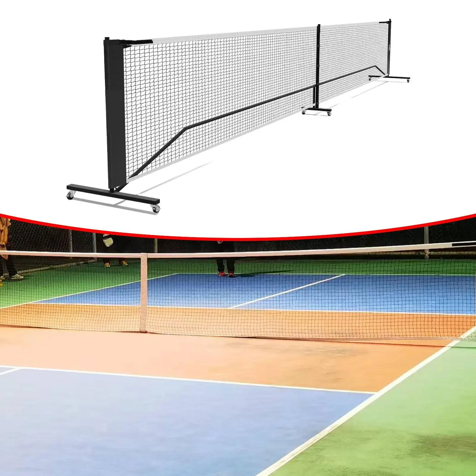 Pickleball Net on Wheels Lightweight Sports Net for Outdoor Tennis Driveway