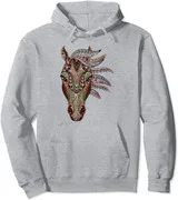 Polarshe Horse Sweatshirt bertudung Unisex, seni abstrak suku asli Amerika geometris H