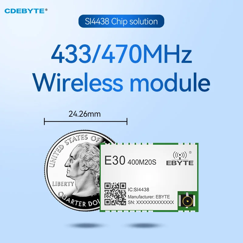 In Stock SI4438 433/470MHz Wireless Module Long Range 2.5KM E30-400M20S(4438) E30-400M30S(4438) 100mW SPI Wireless Module
