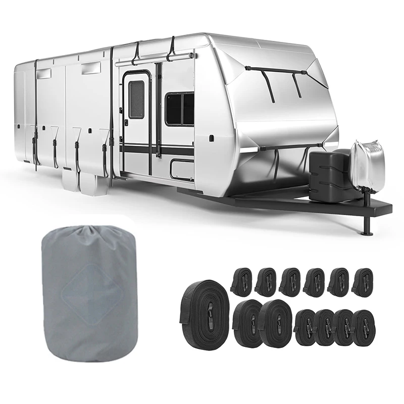 

For RV Custom Durable High Quality Heavy Duty Travel Trailer Cover Outdoors Anti-UV Waterproof Dustproof RV Cover