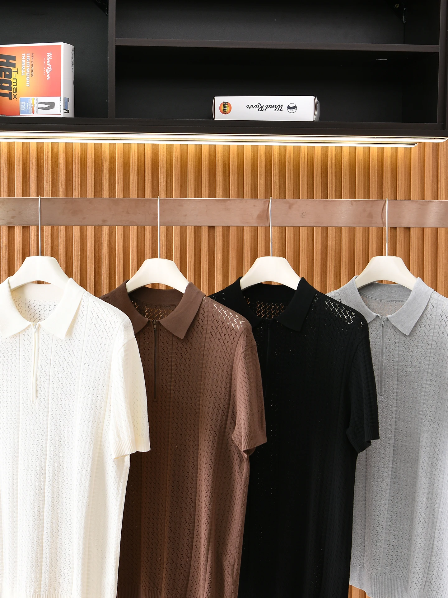 Shirt Men's Summer Casual Hollow out Design Half Zipper Short Sleeve Knitted Fashion Urban Style High Elasticity Cool Fe...