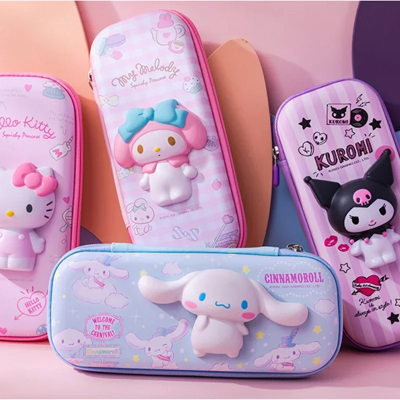 5styles Sanrio Cute Mymelody Kuromi Cinnamoroll Kawaii Stationery Pencil Case Finger Press Pops Relieve Stress Student Pen Bag