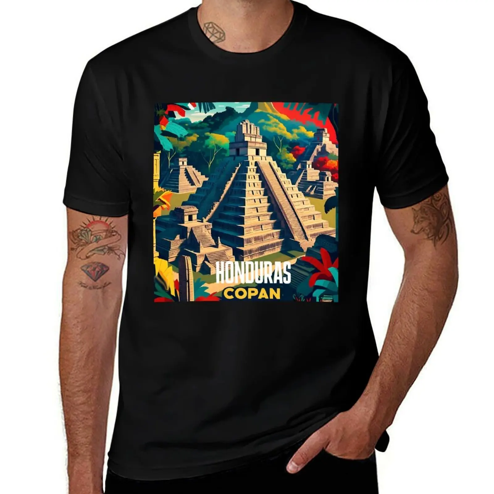 

Wall Art Honduras Copan Travel Vintage Poster T-Shirt vintage anime shirt shirts graphic blacks black t shirts for men