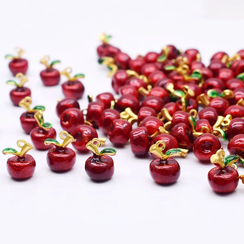 

4pcs Metal Alloy Fruit Apple Charms Pendants For Jewelry Making Necklace Earring 3D Yellow Red Apple Pendants