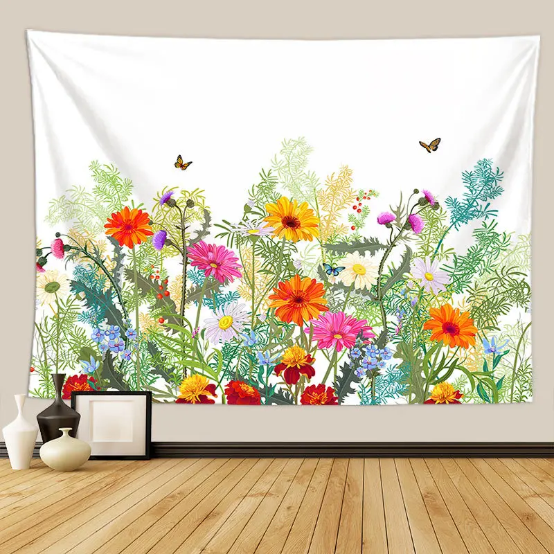 VIKAMA Bohemian Rainbow Gradient Dreamcatcher, Moon Phase Flower Tapestry, Living Room Background Fabric, Home Decoration
