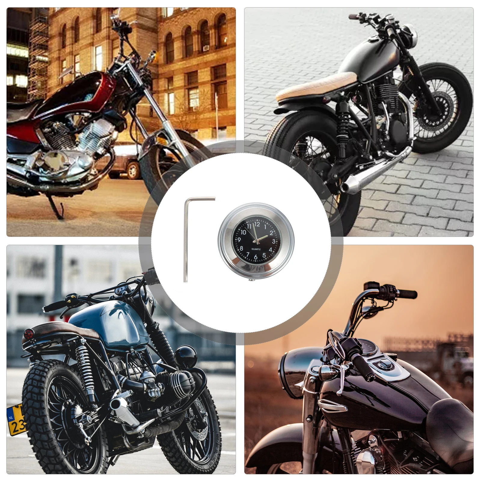 

Motorcycle Handlebar Clock Detachable Design Aluminum Alloy Night Small Size Pc21s Core Waterproof Decorative