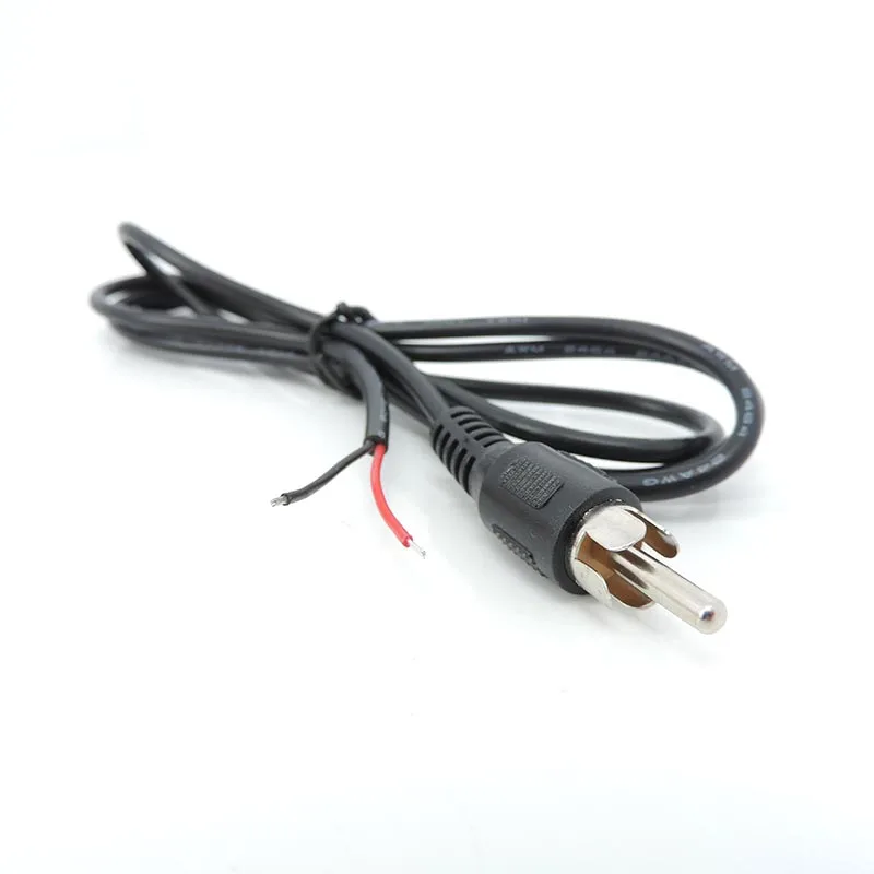 Carro Rca Masculino Cabo de Áudio, 2 Pin Wire, Vídeo Único, Stereo Connector, Extensão Fio Chumbo, DIY Reparação Cord, W28, 1m