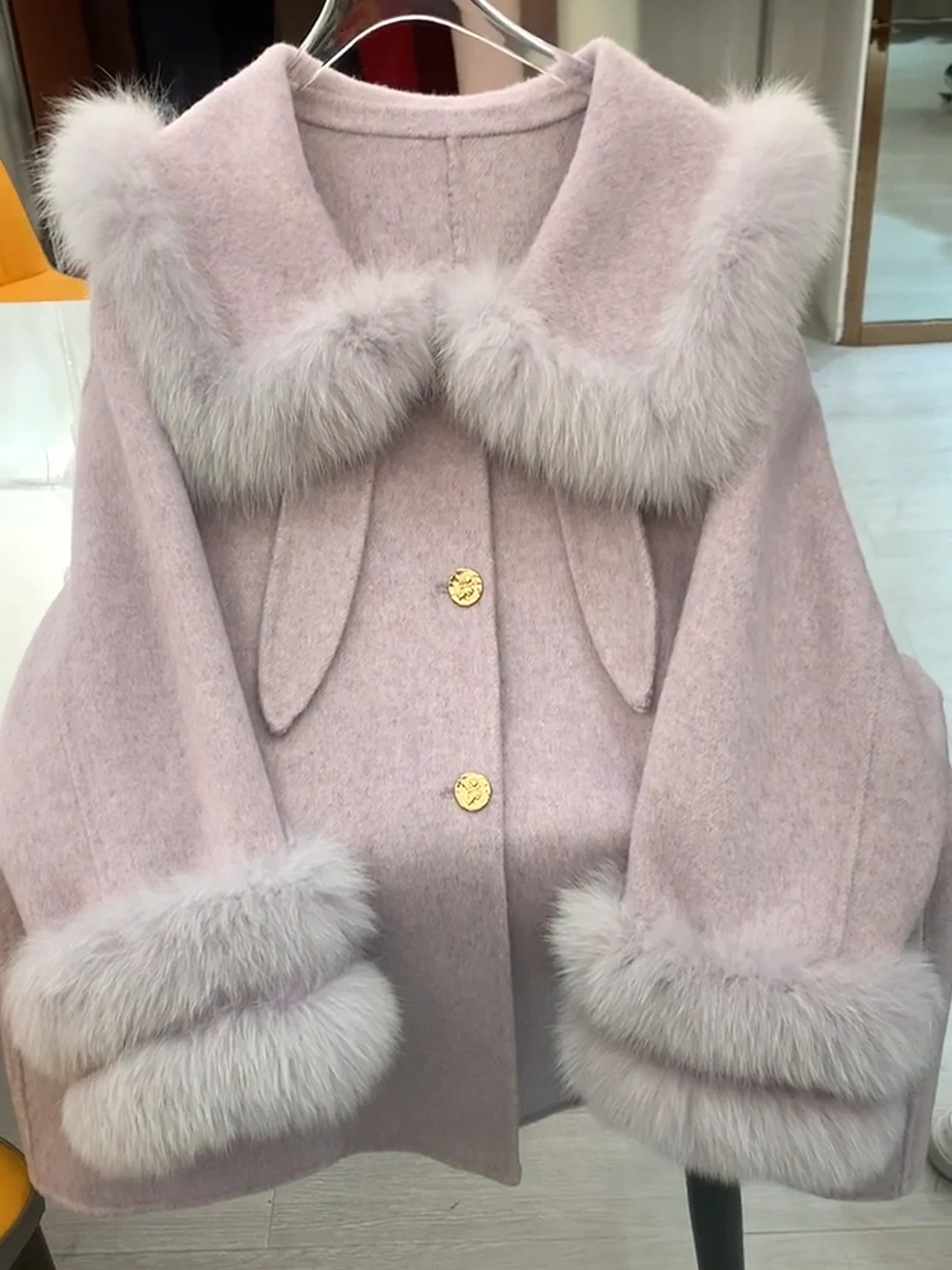 النمط الياباني لطيف فتاة الراقية على الوجهين معطف صوف الكشمير 2025 جديد كلية نمط الحلو دمية يشعر سترة صوفية دافئة #3