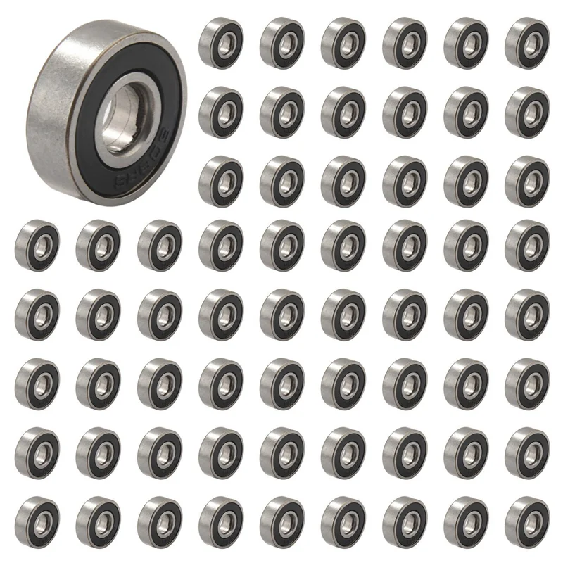 ABJN-100Pcs 608 2RS Ball Bearing ABEC-5 8X22X7 Mm Deep Groove Carbon Steel Sealed Ball Bearings